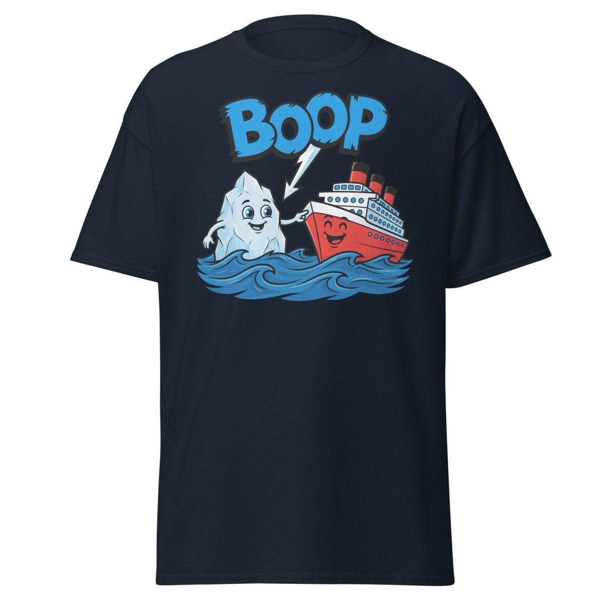 Boop the Ship Funny Iceberg T-Shirt | Titanic Humor - Navy - TeeRipple