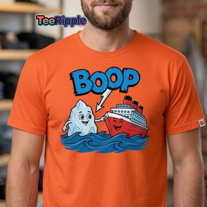 Boop the Ship Funny Iceberg T-Shirt | Titanic Humor - Maroon - TeeRipple
