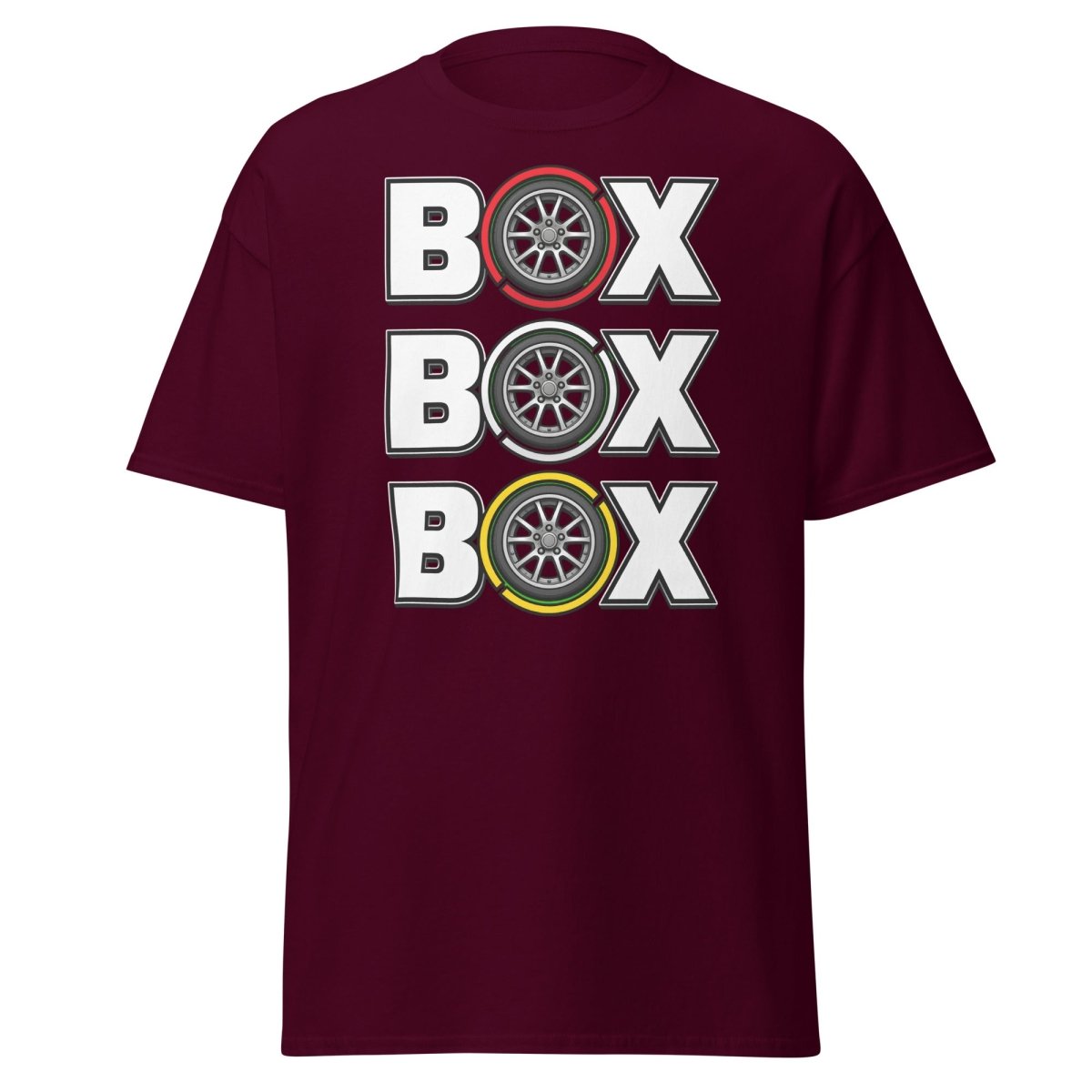 BOX Alloy Wheel Graphic T-Shirt – Car Enthusiast Tee - Maroon - TeeRipple