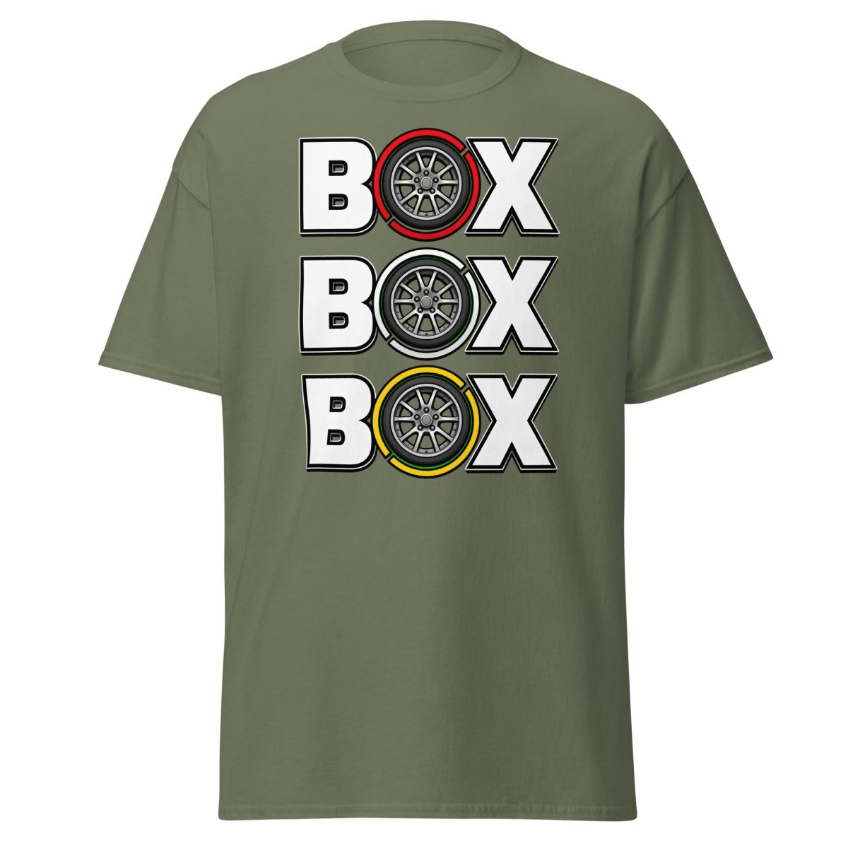 BOX Alloy Wheel Graphic T-Shirt – Car Enthusiast Tee - Military Green - TeeRipple