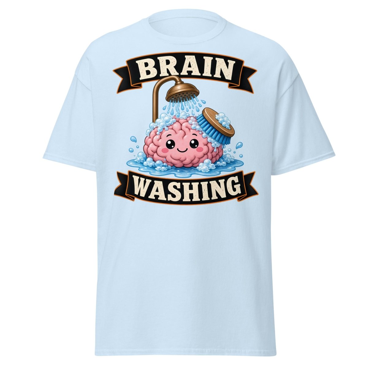 Brain Washing Funny Graphic Tee - Light Blue - TeeRipple