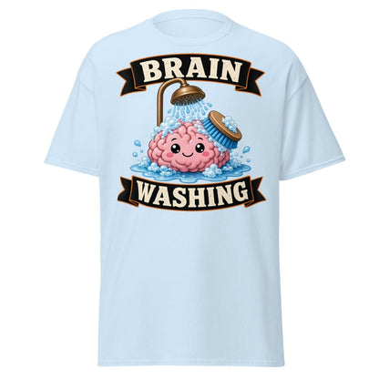 Brain Washing Funny Graphic Tee - Light Blue - TeeRipple