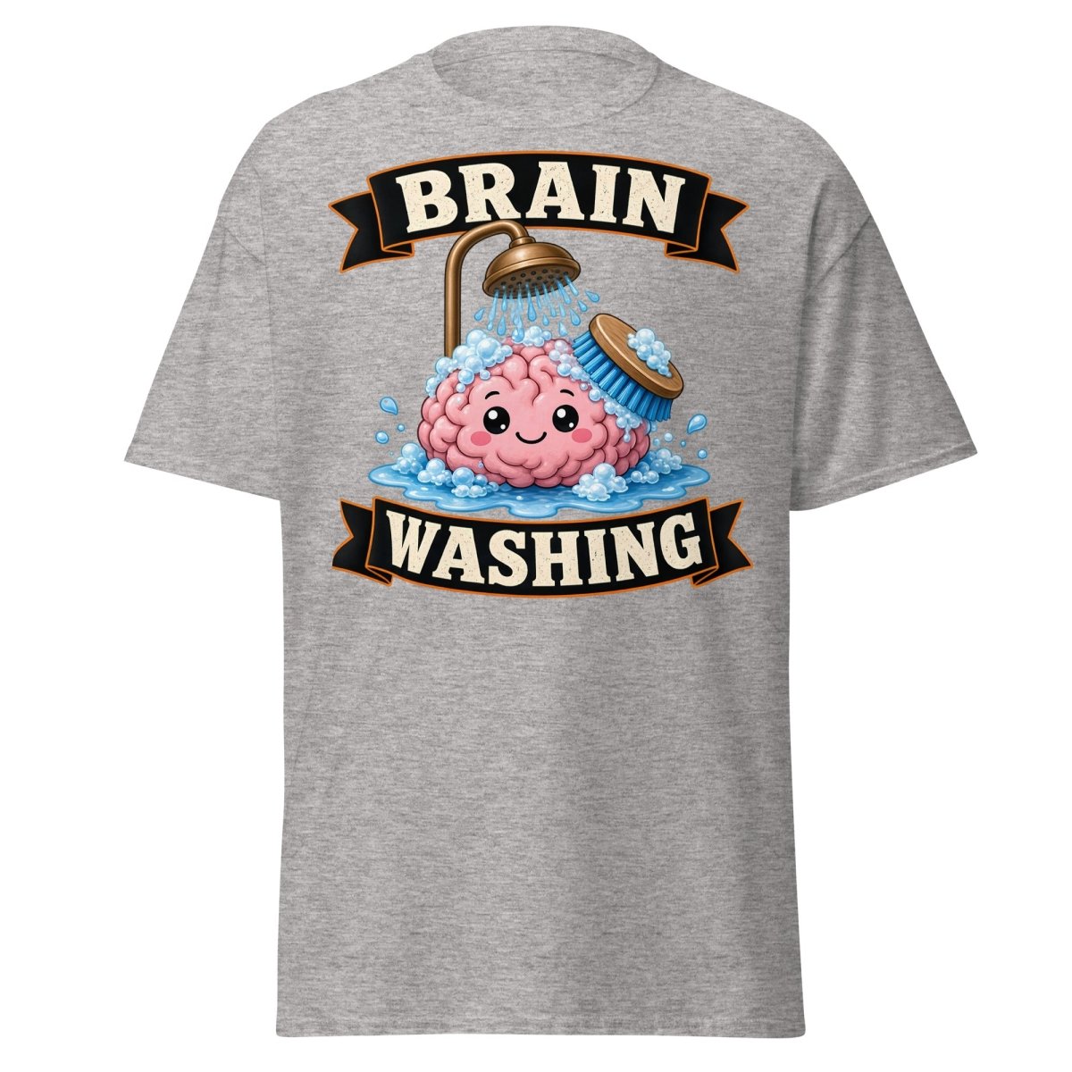 Brain Washing Funny Graphic Tee - Sport Grey - TeeRipple