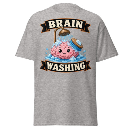 Brain Washing Funny Graphic Tee - Sport Grey - TeeRipple