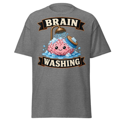Brain Washing Funny Graphic Tee - Graphite Heather - TeeRipple