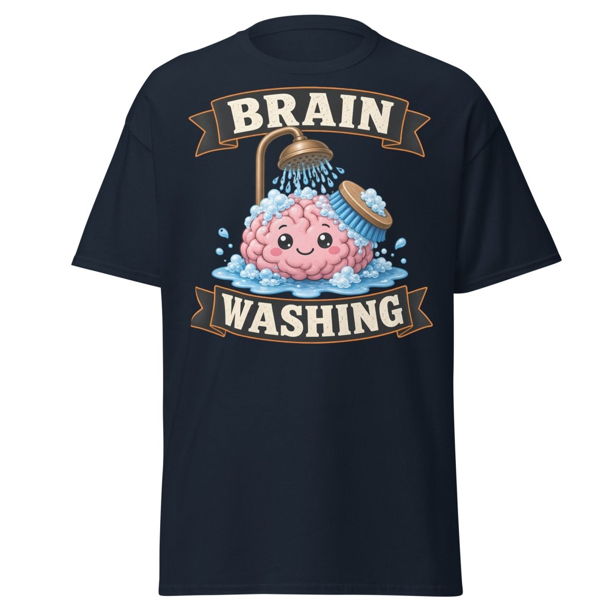 Brain Washing Funny Graphic Tee - Navy - TeeRipple