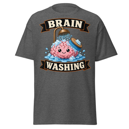 Brain Washing Funny Graphic Tee - Dark Heather - TeeRipple