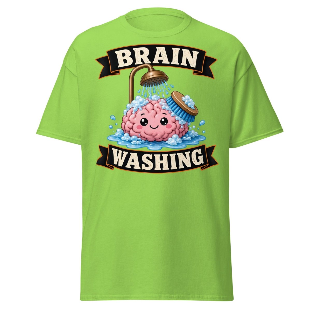 Brain Washing Funny Graphic Tee - Lime - TeeRipple