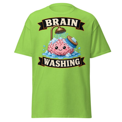 Brain Washing Funny Graphic Tee - Lime - TeeRipple