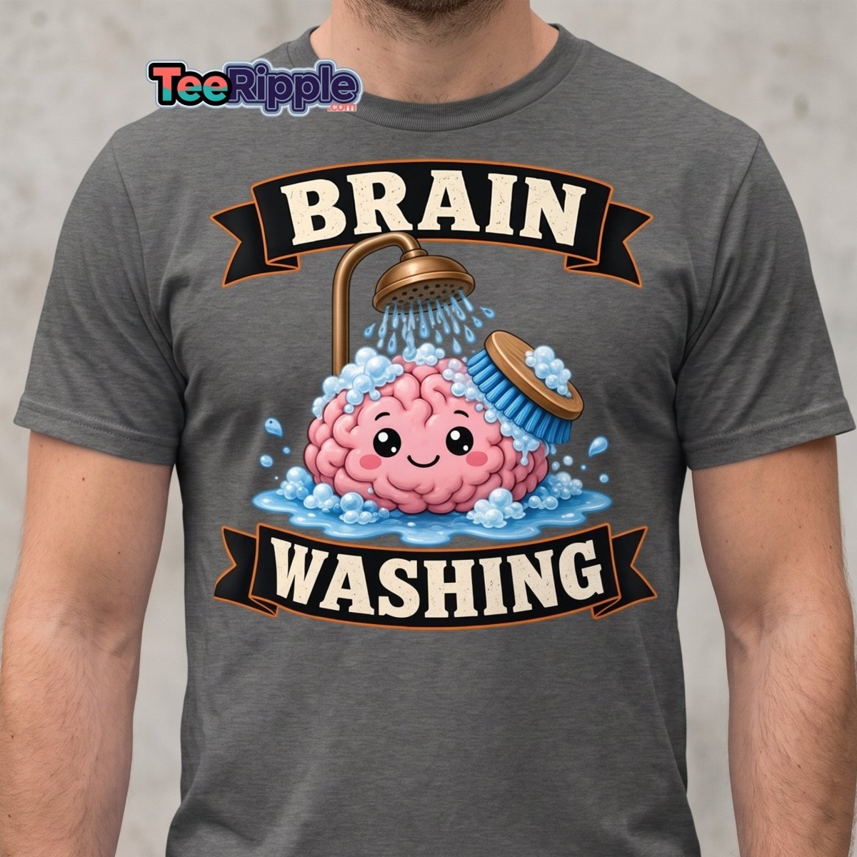 Brain Washing Funny Graphic Tee - Black - TeeRipple