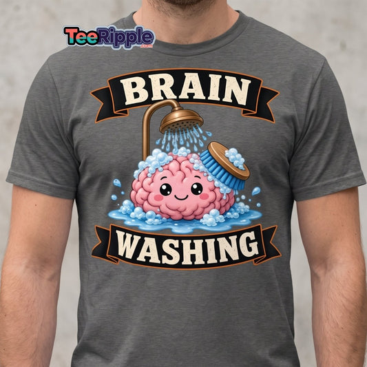 Brain Washing Funny Graphic Tee - Black - TeeRipple