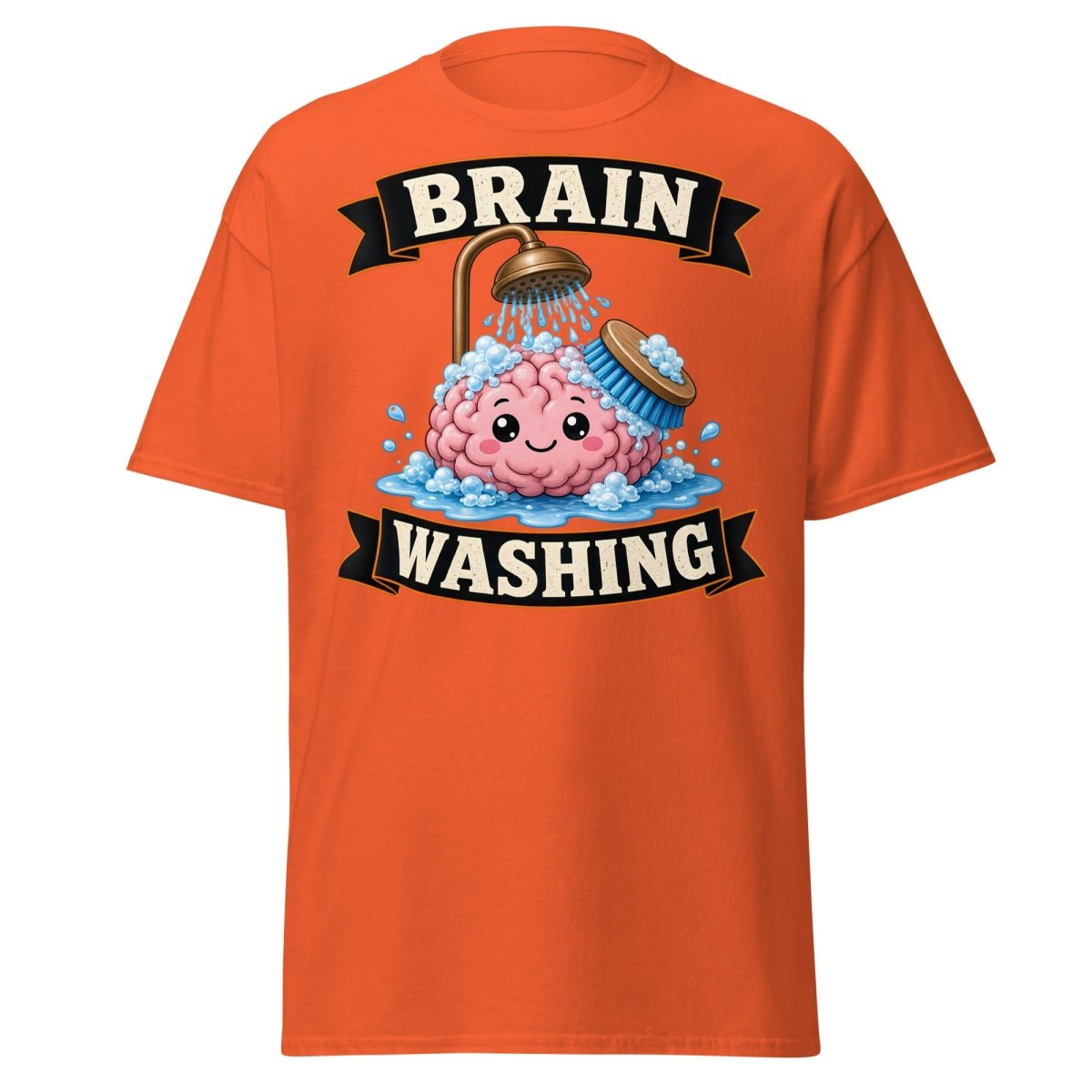 Brain Washing Funny Graphic Tee - Orange - TeeRipple