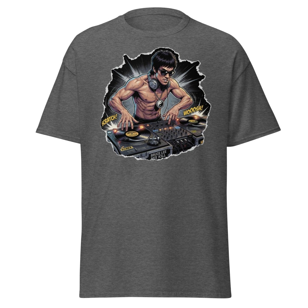 Bruce Lee DJ Mix Kill T-Shirt - Martial Arts DJ Tee - Dark Heather - TeeRipple
