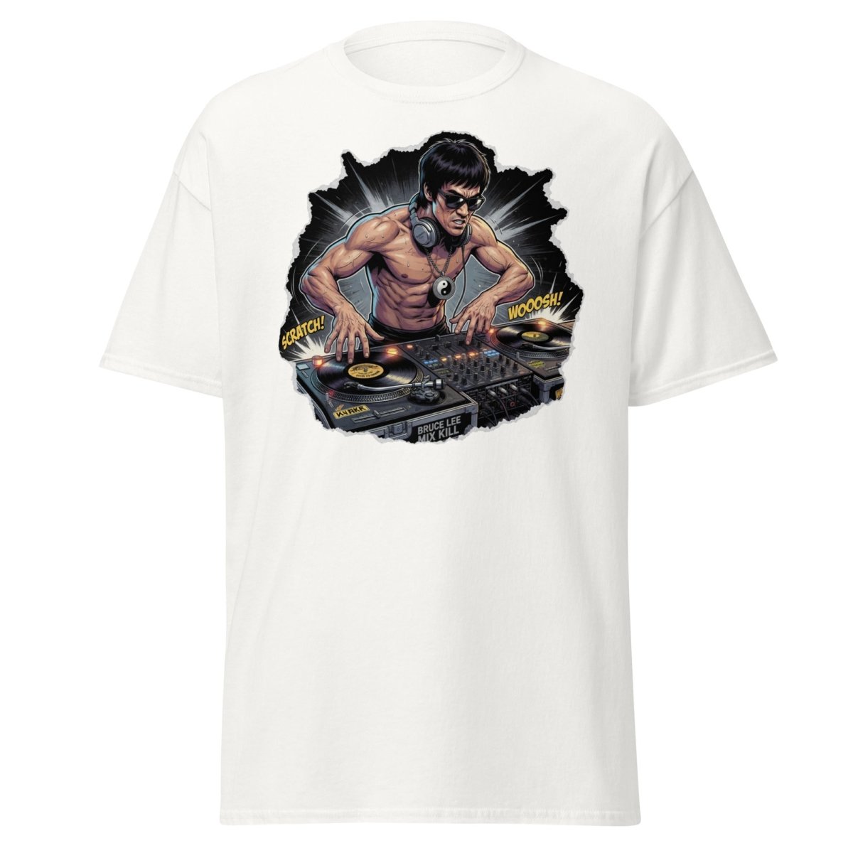 Bruce Lee DJ Mix Kill T-Shirt - Martial Arts DJ Tee - White - TeeRipple