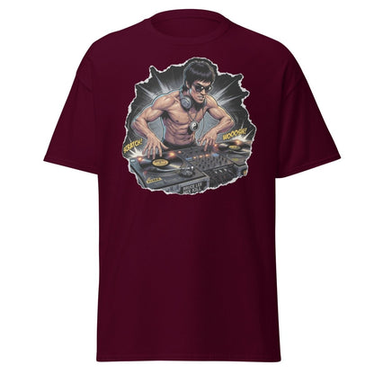 Bruce Lee DJ Mix Kill T-Shirt - Martial Arts DJ Tee - Maroon - TeeRipple