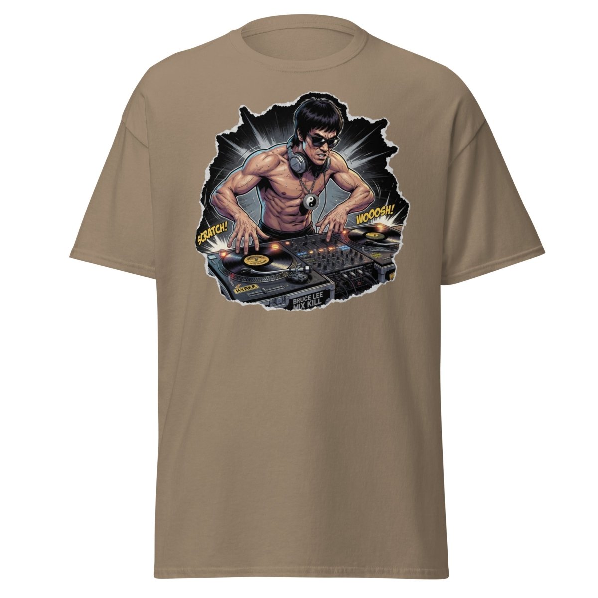 Bruce Lee DJ Mix Kill T-Shirt - Martial Arts DJ Tee - Brown Savana - TeeRipple