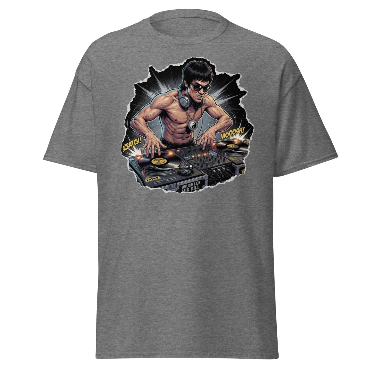 Bruce Lee DJ Mix Kill T-Shirt - Martial Arts DJ Tee - Graphite Heather - TeeRipple