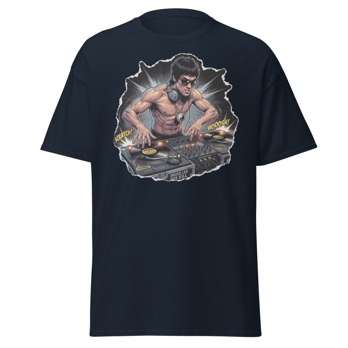 Bruce Lee DJ Mix Kill T-Shirt - Martial Arts DJ Tee - Navy - TeeRipple