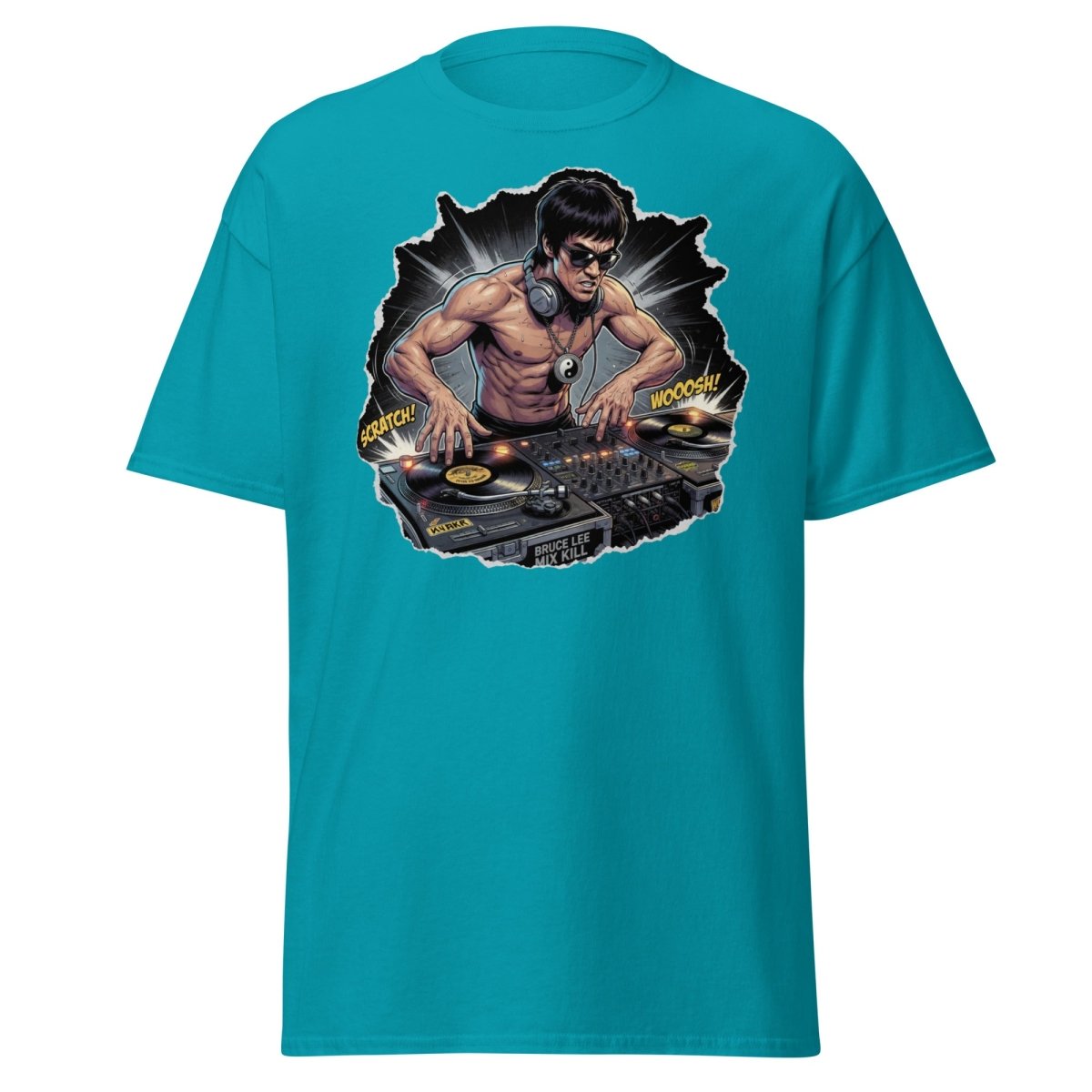 Bruce Lee DJ Mix Kill T-Shirt - Martial Arts DJ Tee - Tropical Blue - TeeRipple