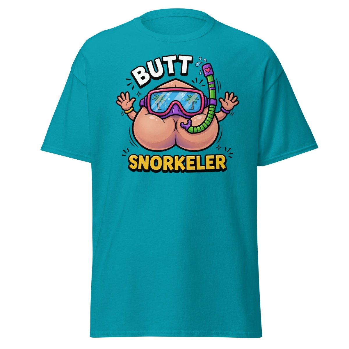 Butt Snorkeler Funny Snorkeling Pun T-Shirt - Tropical Blue - TeeRipple