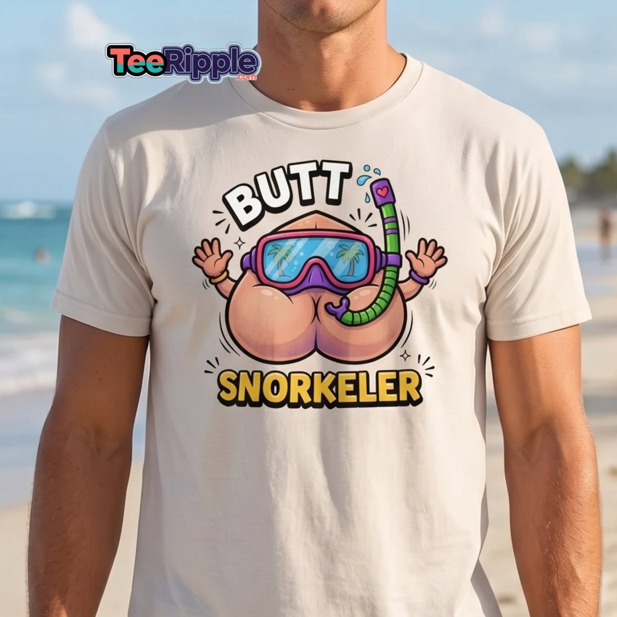 Butt Snorkeler Funny Snorkeling Pun T-Shirt - Black - TeeRipple