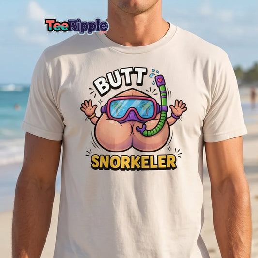 Butt Snorkeler Funny Snorkeling Pun T-Shirt - Black - TeeRipple
