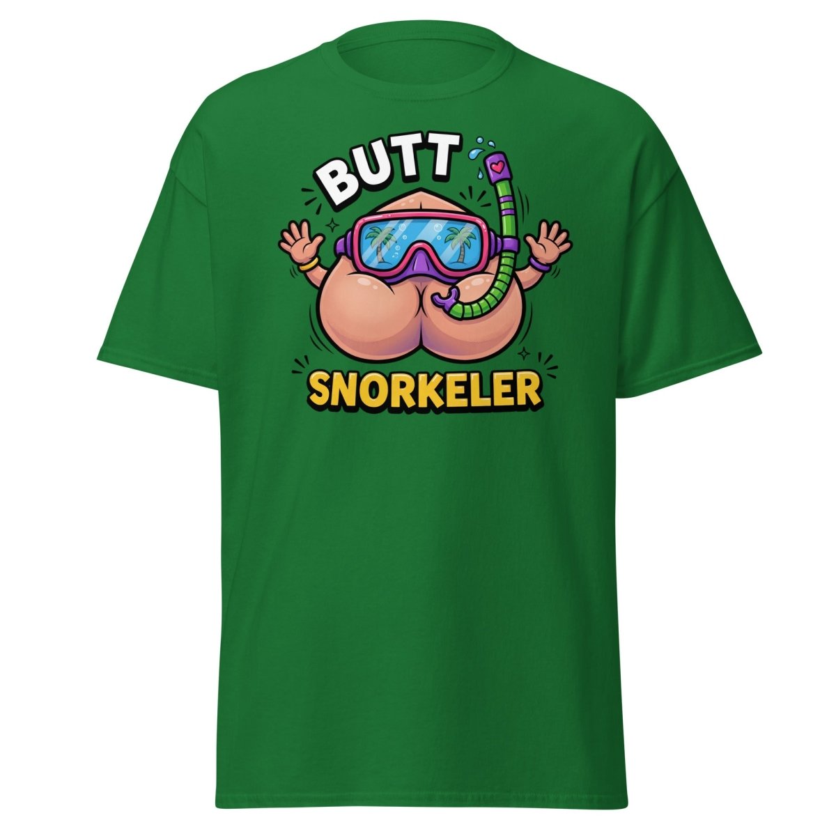 Butt Snorkeler Funny Snorkeling Pun T-Shirt - Turf Green - TeeRipple