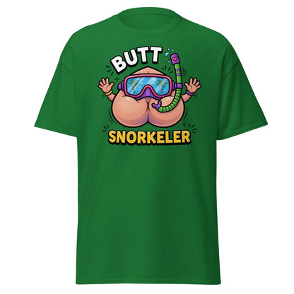 Butt Snorkeler Funny Snorkeling Pun T-Shirt - Turf Green - TeeRipple