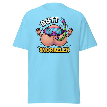 Butt Snorkeler Funny Snorkeling Pun T-Shirt - Sky - TeeRipple