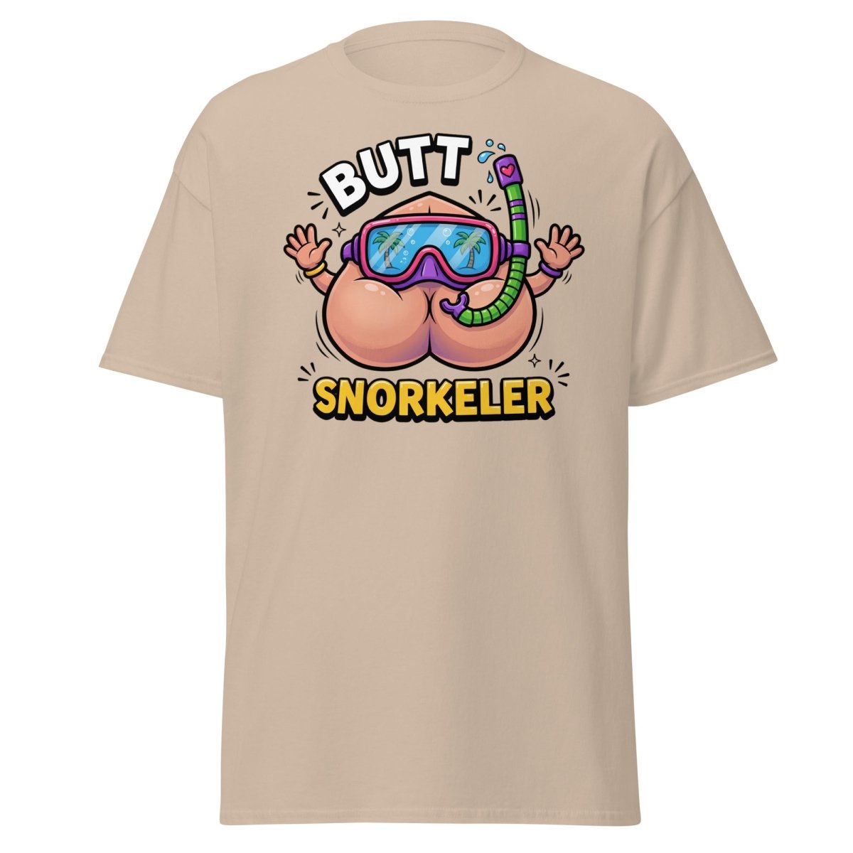 Butt Snorkeler Funny Snorkeling Pun T-Shirt - Sand - TeeRipple