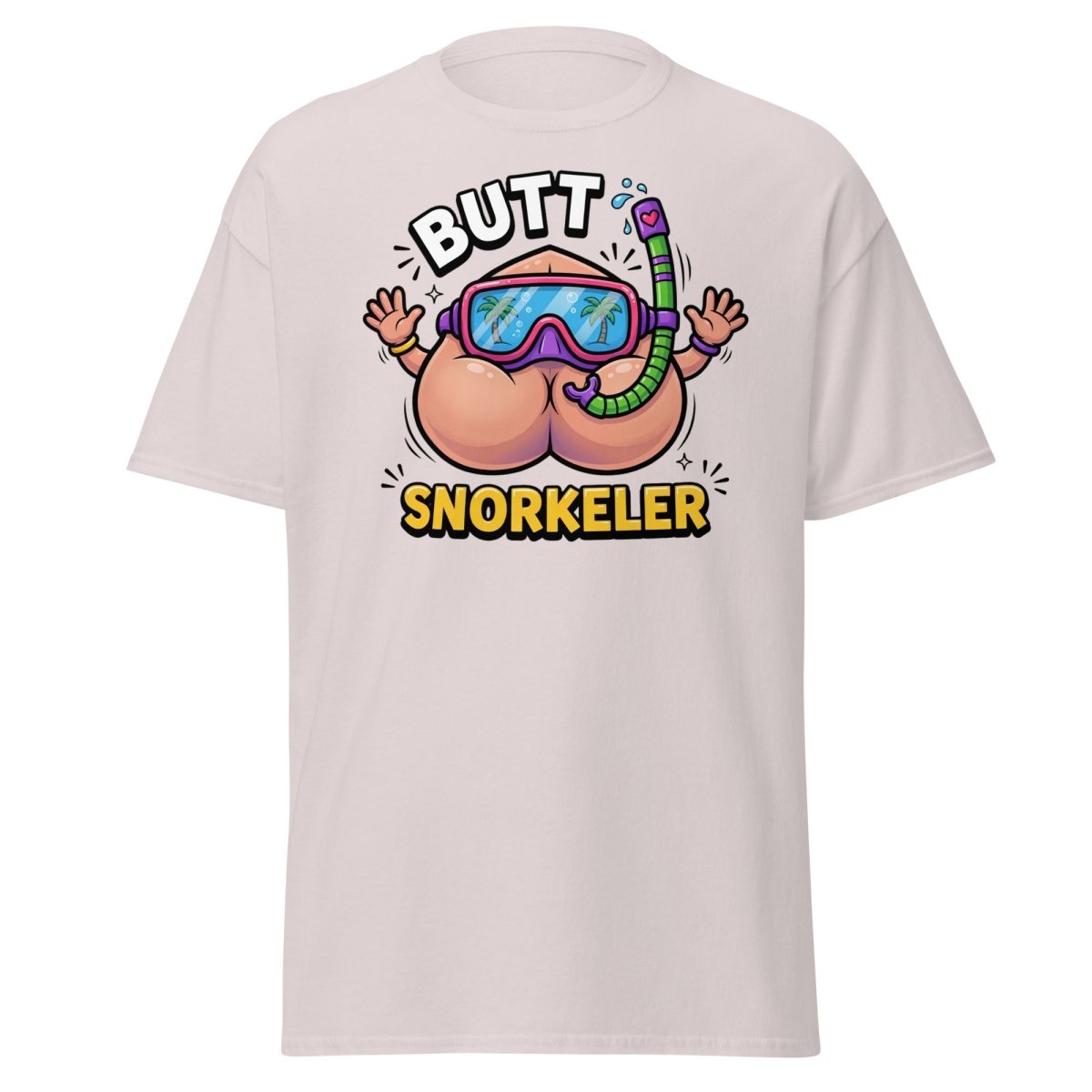 Butt Snorkeler Funny Snorkeling Pun T-Shirt - Ice Grey - TeeRipple