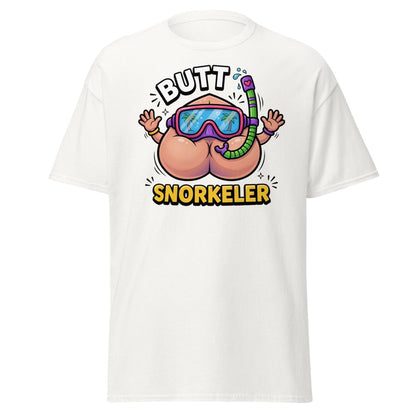 Butt Snorkeler Funny Snorkeling Pun T-Shirt - White - TeeRipple