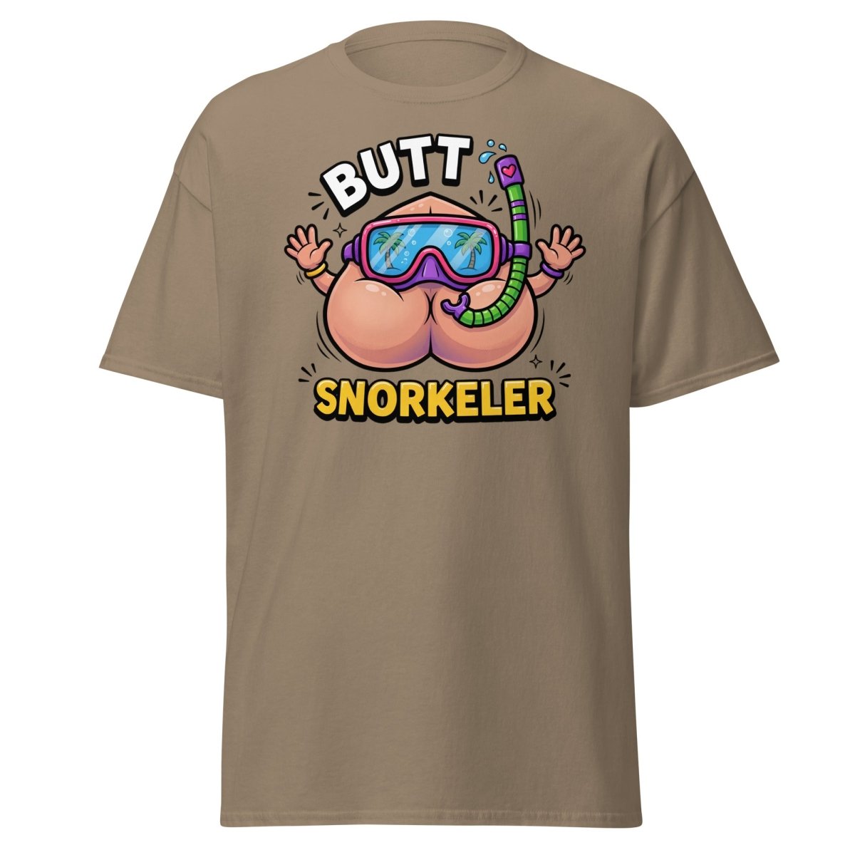 Butt Snorkeler Funny Snorkeling Pun T-Shirt - Brown Savana - TeeRipple