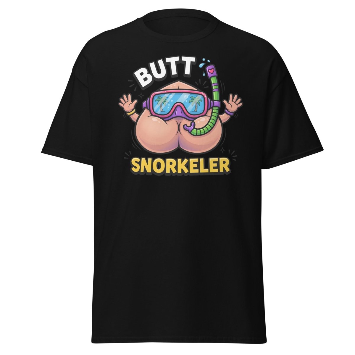 Butt Snorkeler Funny Snorkeling Pun T-Shirt - Black - TeeRipple