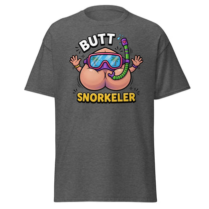 Butt Snorkeler Funny Snorkeling Pun T-Shirt - Dark Heather - TeeRipple