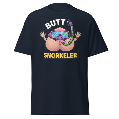 Butt Snorkeler Funny Snorkeling Pun T-Shirt - Navy - TeeRipple
