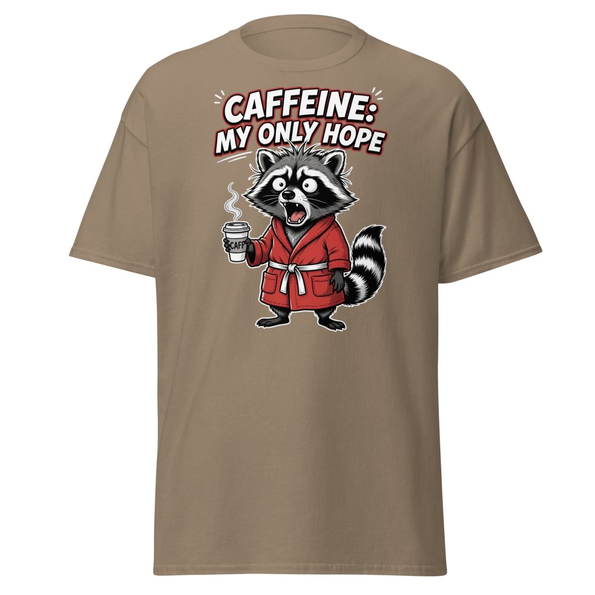 Caffeine My Only Hope Raccoon T-Shirt - Brown Savana - TeeRipple