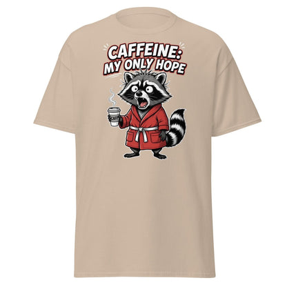 Caffeine My Only Hope Raccoon T-Shirt - Sand - TeeRipple