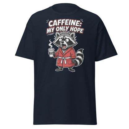Caffeine My Only Hope Raccoon T-Shirt - Navy - TeeRipple
