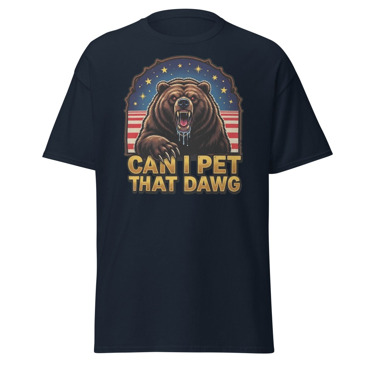 Can I Pet That Dawg T-Shirt - Funny Bear Meme Tee - Navy - TeeRipple