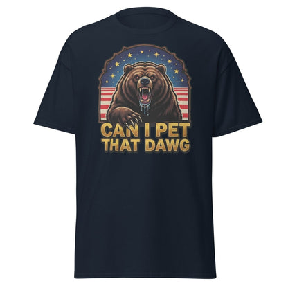 Can I Pet That Dawg T-Shirt - Funny Bear Meme Tee - Navy - TeeRipple