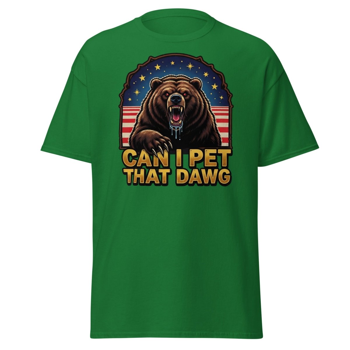 Can I Pet That Dawg T-Shirt - Funny Bear Meme Tee - Turf Green - TeeRipple