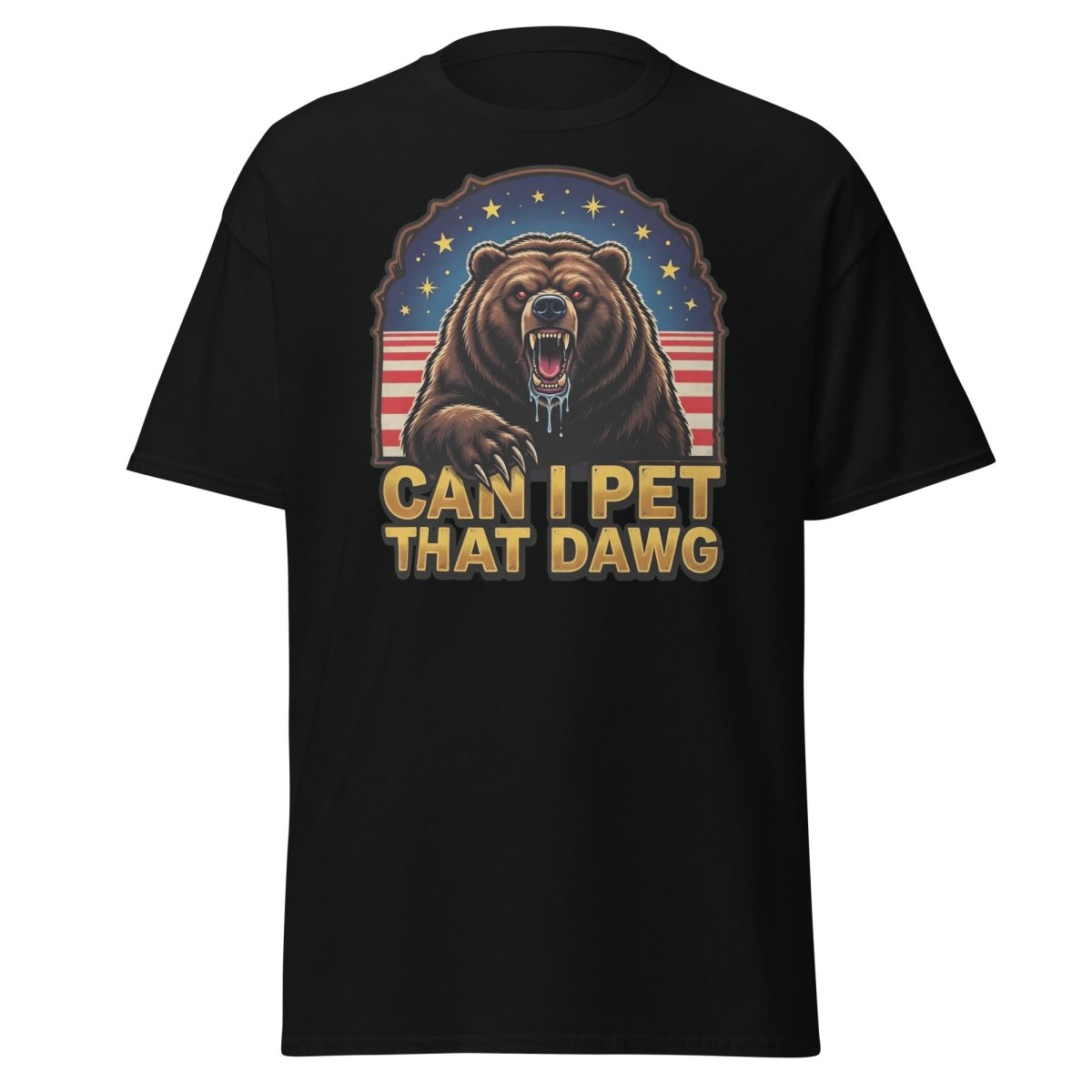 Can I Pet That Dawg T-Shirt - Funny Bear Meme Tee - Black - TeeRipple