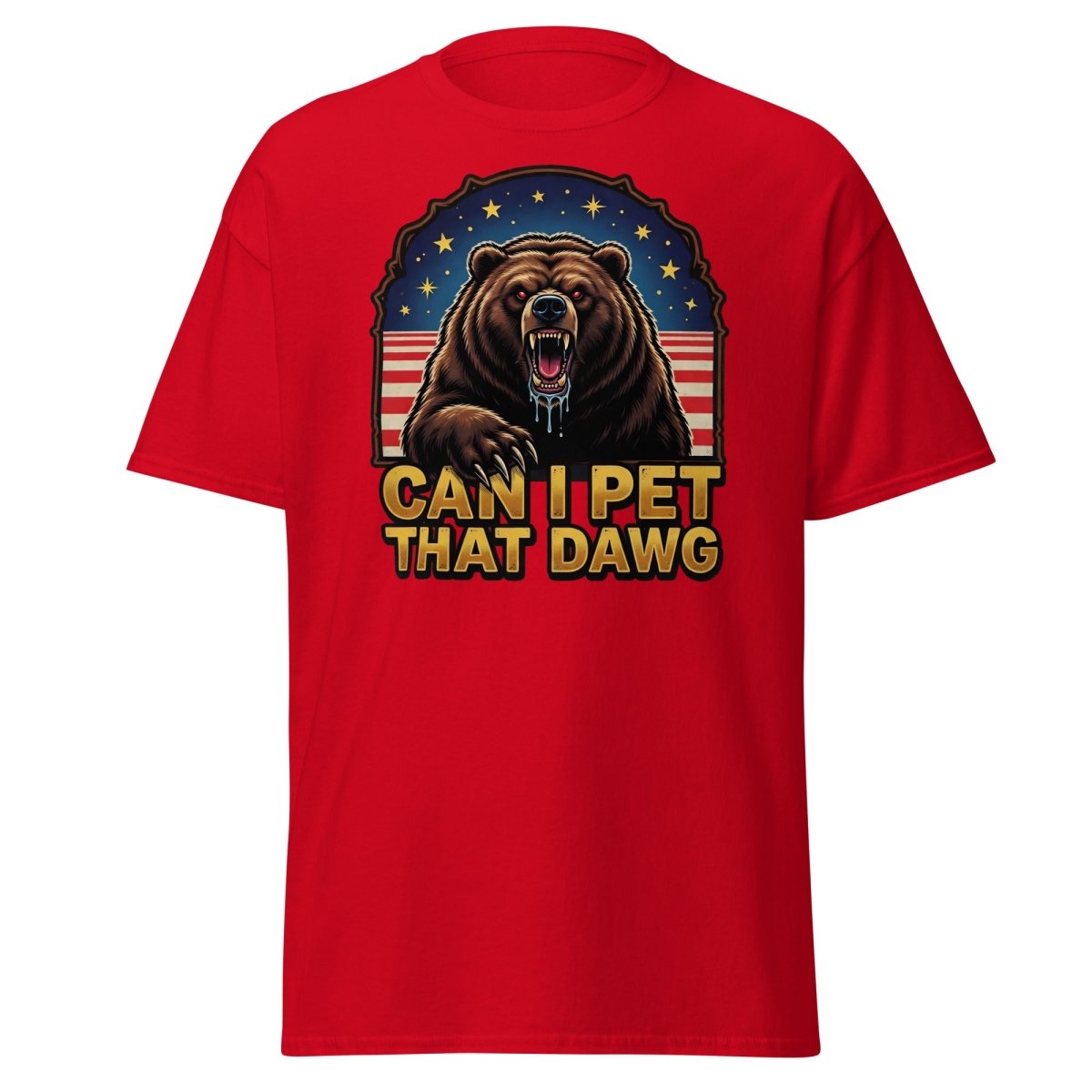Can I Pet That Dawg T-Shirt - Funny Bear Meme Tee - Red - TeeRipple