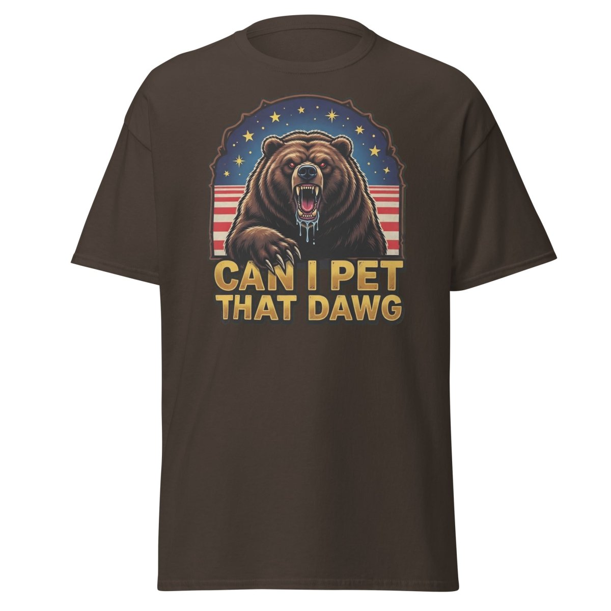 Can I Pet That Dawg T-Shirt - Funny Bear Meme Tee - Dark Chocolate - TeeRipple