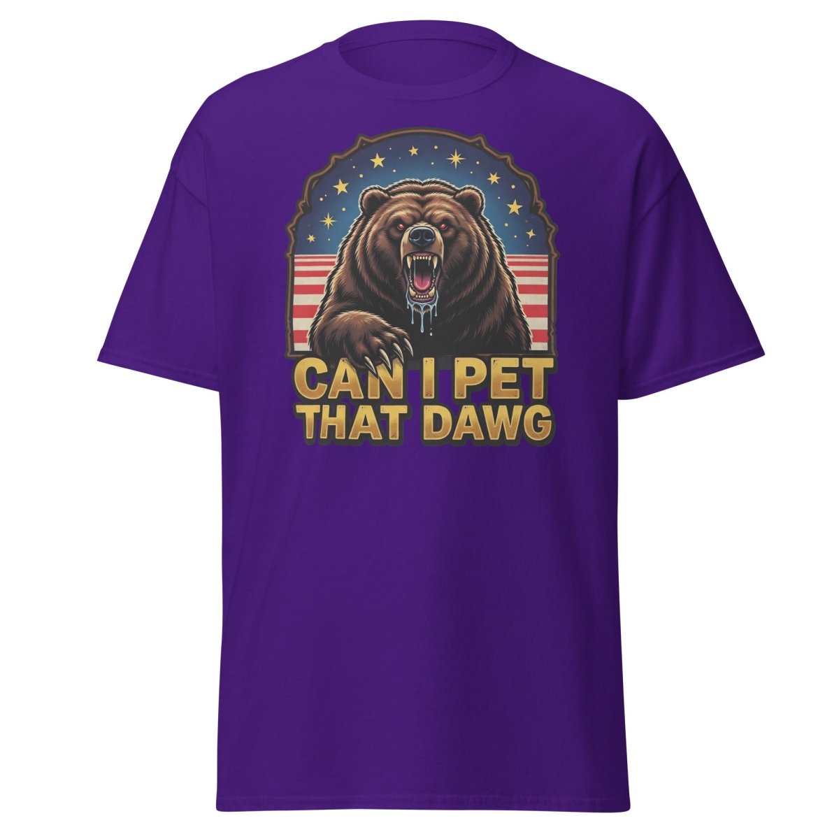 Can I Pet That Dawg T-Shirt - Funny Bear Meme Tee - Purple - TeeRipple