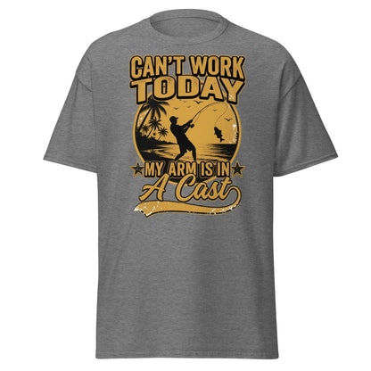 Can't Work Today My Arm Is In A Cast Fishing Tee - Graphite Heather - TeeRipple