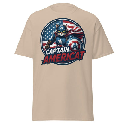 Captain Americat T-Shirt – Funny Superhero Cat Tee - Sand - TeeRipple