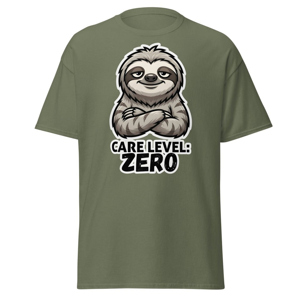 Care Level Zero Sloth – Funny Lazy Cartoon Animal Design - TeeRipple
