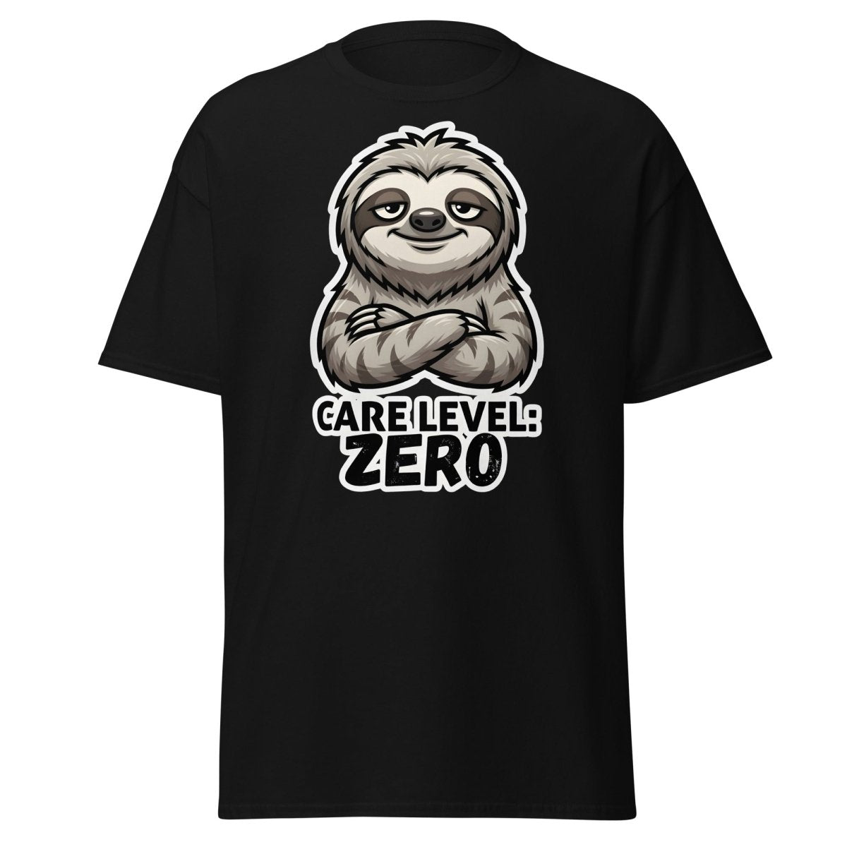 Care Level Zero Sloth – Funny Lazy Cartoon Animal Design - Black - TeeRipple